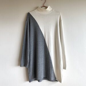 Zara Sweater Dress Grey White Long Sleeve Women’s Large